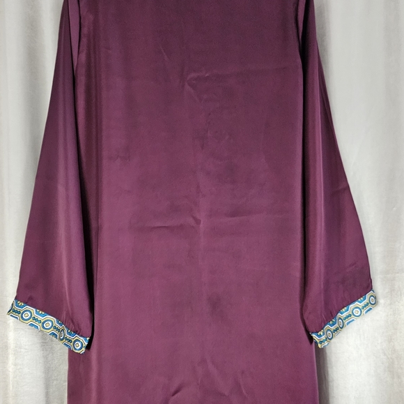 NWOT purple pink green blue red mix print jewel kurta tunic dress Womens Large - Picture 4 of 8